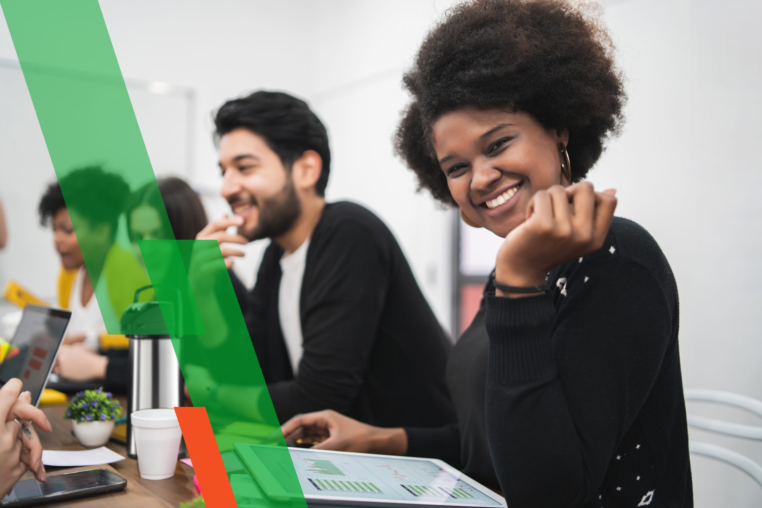 Confident Afro american business woman working in the office. Business concept.